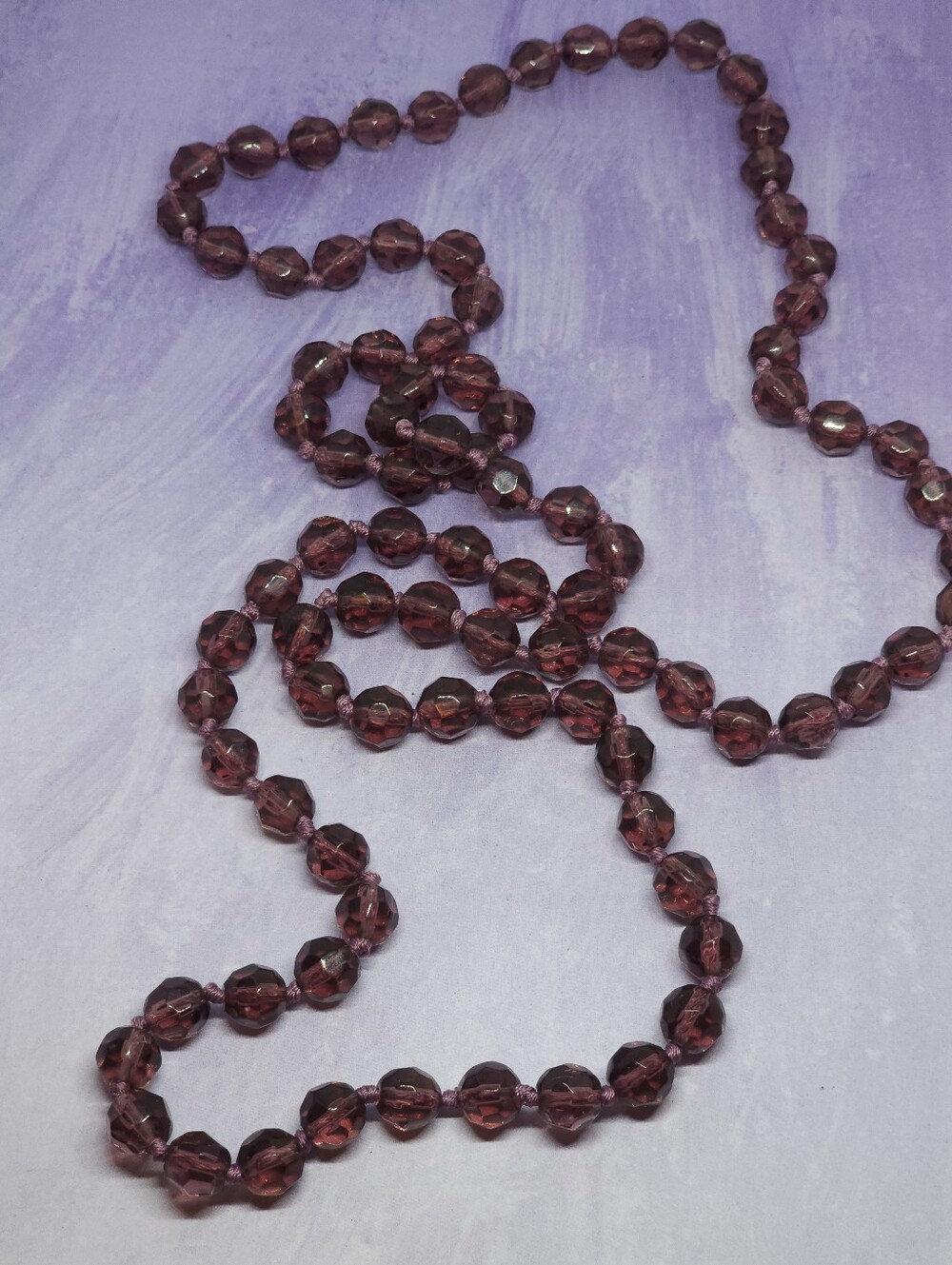 Vintage Hand Knotted Glass Bead Long Necklace